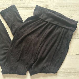 Love by GAP Black Ribbed Foldover Waist Lounge Pants Small Super Soft #640406
